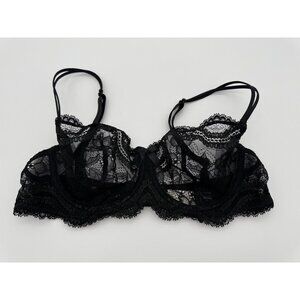 Simone Perele Avant Premiere Demi Lace Bra 110331 Black Underwire Sheer Size 32D